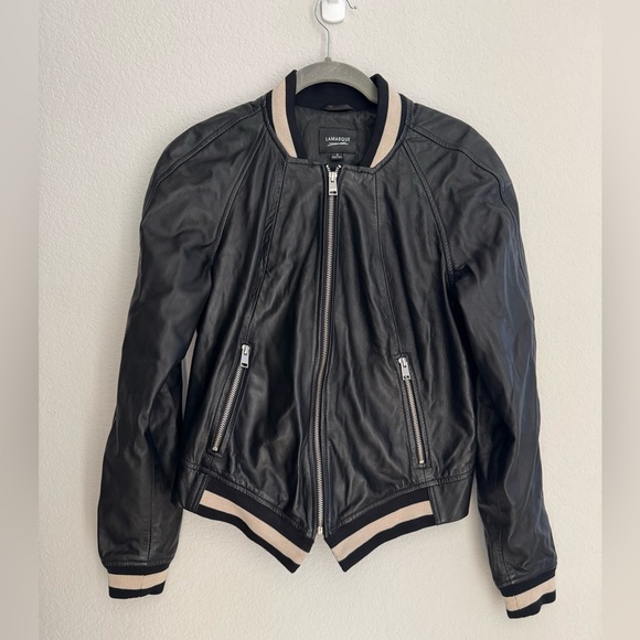 Lamarque Selby Black Leather Bomber Full Zip Moto Jacket S - Picture 4 of 8